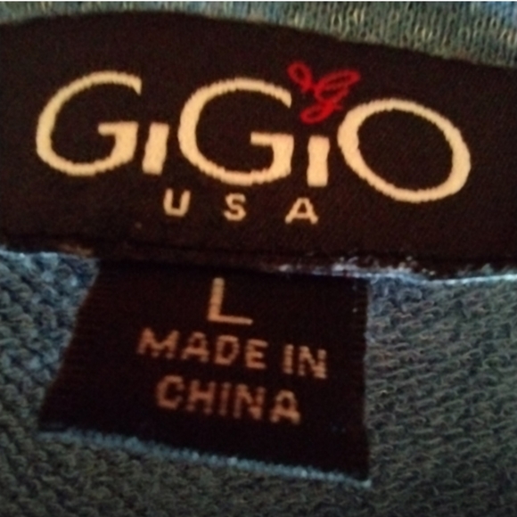 GIGIO NAVY AND WHITE PAISLEY SHORT SLEEVE TOP SIZE L - Picture 5 of 7